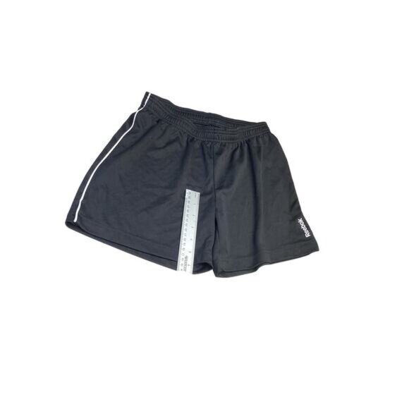 Reebok Women's Play Dry Training Shorts Black White Striped Elastic Waist Small - Picture 1 of 4